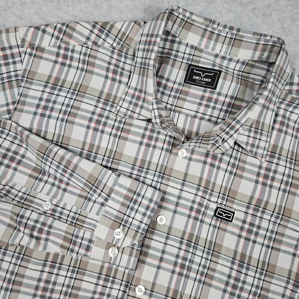 Kimes Ranch (Men's XXL) Check Plaid Button Front Western Ranch Shirt Long Sleeve